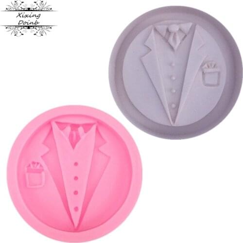 Mens suit shape silica gel mold cake decoration mold chocolate fudge mold drop glue clay tool