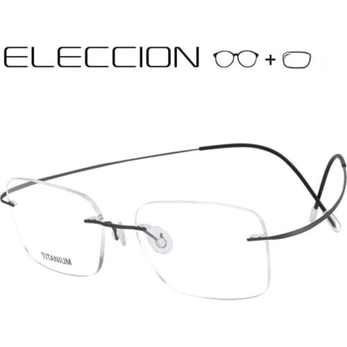 Prescription Glasses for Sight 2020 New 100% Pure Titanium Rimless EYEWEAR Women Men Myopia Eyeglasses Optical Aspherical Lenses