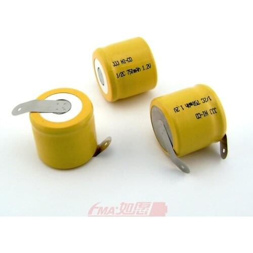 A Ni-Cd 1/2C 1.2V 750mAh Rechargeable Battery W/tab Nickel Cadium cell 26*24mm