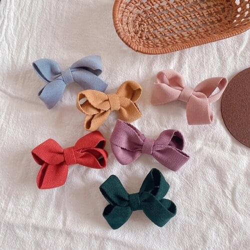 New Girls Corduroy Bow Hair Clip Barrette Vintage Solid Cotton Hair Pin Sweet Hair Grip Snap Headband Fashion Hair Accessories
