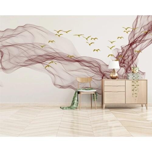 Beibehang Customized modern wallpaper new Chinese style abstract ink lines landscape decorative painting TV background wallpaper