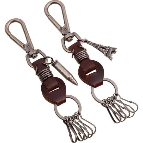 Antique Bronze Genuine Leather Totoro Pendant Charms Keychain Mens Womens Animal Keyring Bag Key Holder Jewelry SQ14