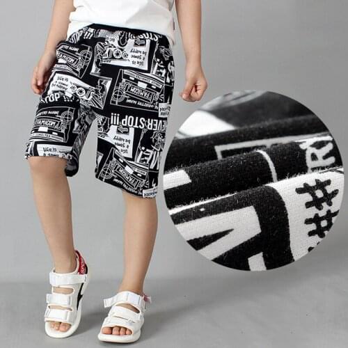 Summer Teenage Boys Beach Shorts 4-14 Years Children Holiday Casual Trunks Kids Loose Quick Dry Graffiti Print Pants
