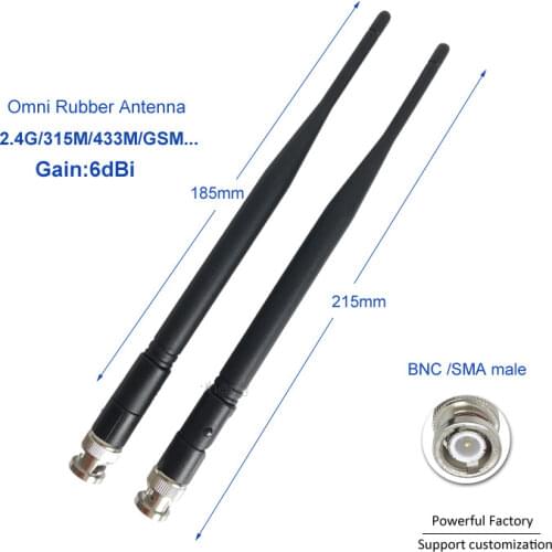 External Wifi 2.4G 315Mhz 433Mhz Rubber Rod Moveable BNC male 6dBi Omni 900/1800M GSM Antenna 1pcs
