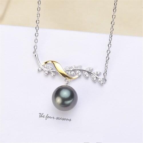 DIY pearl accessories 925 silver Blank pearl Sets of Chain Setting Base empty pendant chain with