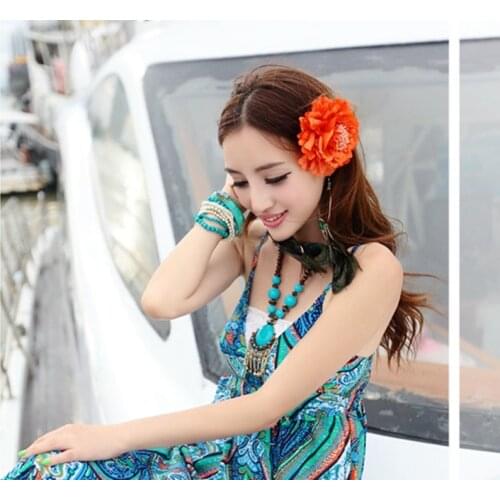 Womens Hair Accessories Big Peony Flower Hair pins Fabric Floral Brooch Female Hair clip Seaside Beach Dress Hair Accessories