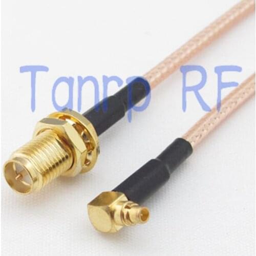 10pcs 6in MMCX male right angle to RP SMA female RF adapter connector 15CM Pigtail coaxial jumper cable RG316 extension cord