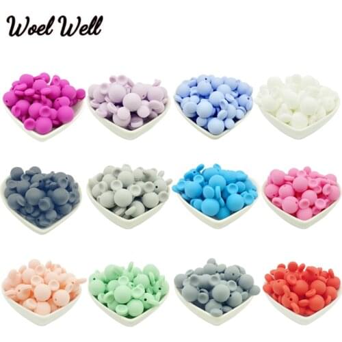 10pcs Mickey Baby Silicone Beads Teething Newbron Gifts DIY Infant Pacifier Clips Bracelets BPA Free Childrens Goods Nurse Toy