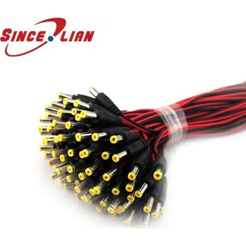 SINCILIAN 100pcs DC Wire Power Pigtail 5.5*2.1mm 12V Cable Plug Male Wire For CCTV Security Camera Oxygen-Free Power connect