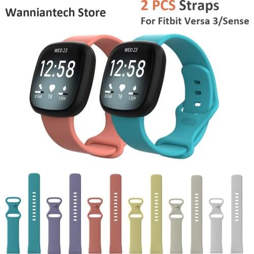 2 Pack Band for Fitbit Versa 3 Waterproof Sport Straps Replacement for Women Men Wristbands Bracelet Band for Fitbit Sense Strap