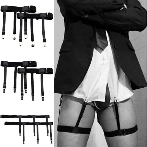 2 Pcs Men Shirt Stays Belt with Non-slip Locking Clips Keep Shirt Tucked Leg Thigh Suspender Garters Strap XIN-Shipping