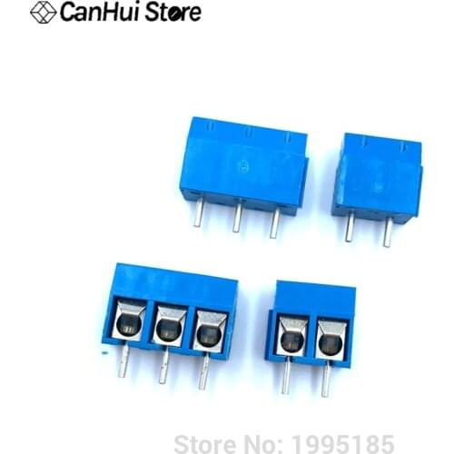 20PCS/LOT KF301-2P "+" Screw 2Pin KF301-3P "-" Screw 3Pin 5.0mm Straight Pin PCB Screw Terminal Block Connector Blue KF301