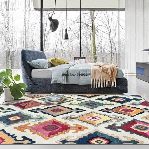 200x300cm European Moroccan Anchor Ethnic Style White Brown Living Room Bedroom Bedside Carpet Mat Customization