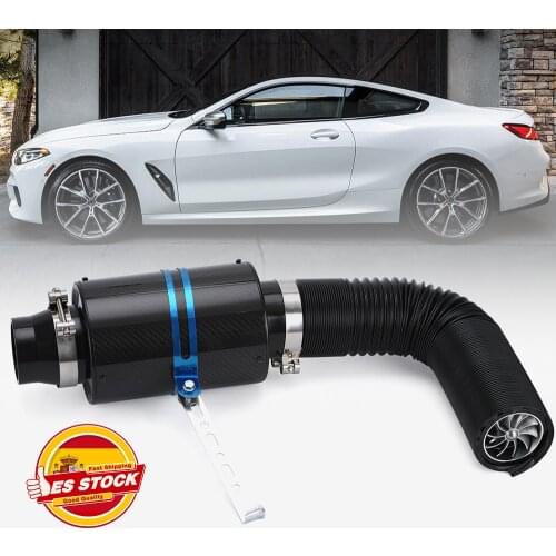 3" Universal Car Cold Air Intake System With Fan Racing Carbon Fiber Cold Feed Induction Air Intake Filter Kit Accessories