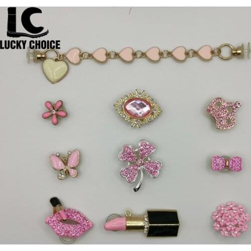 5/10pcs Shoes Charms Designer Croc Jeans for JIBZ Accessories Clog Shoe Pink Decoration Lovely Little Charm for Croc Charm Shoes