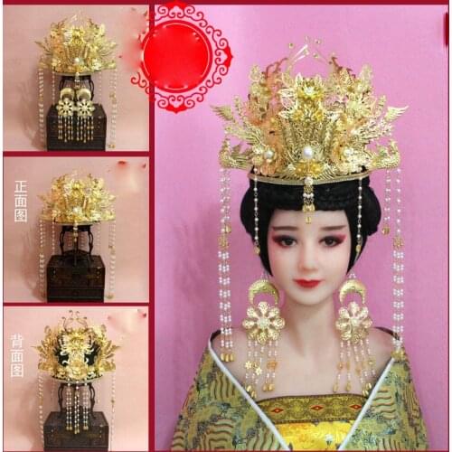 A276 Chinese Traditional Wedding Bride Hair Tiara for TV Play Princess Weiyoung Actress Long Tassel Hair Tiara Photo Use