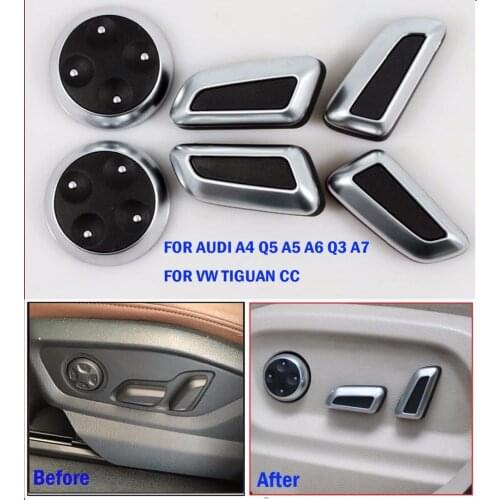 DEE Car Accessories Seat Adjust Button Cover Trim Chrome For Audi A4 Q5 A5 A6 Q3 A7 VW Volkswagen Tiguan CC Button Stickers