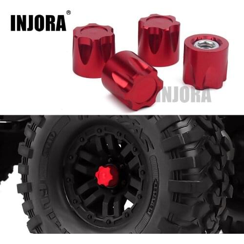 INJORA 4PCS Aluminium RC Car Wheel Rim Center Cap M4 Nut for 1/10 RC Crawler Traxxas TRX4 Axial SCX10 90046 D90 Tamiya MST
