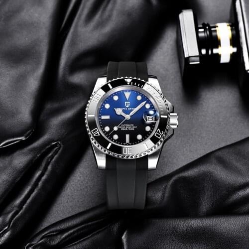 PAGANI DESIGN Mens Watch New Rubber Automatic Mechanical Watch Military Luxury Stainless Steel Waterproof Clock Japan NH35 relo