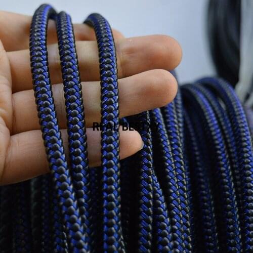 D029 5m/lot approx 5.2*5.2mm square black leather cords with blue steel wire leather strings for bracelets making bangle cords