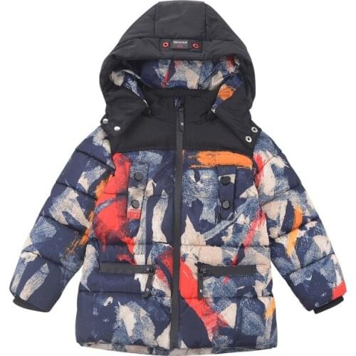 Childrens jacket for boys winter coat Thicken Overcoat Camouflage belt warm down jacket cotton kids clothes boy hooded jacket