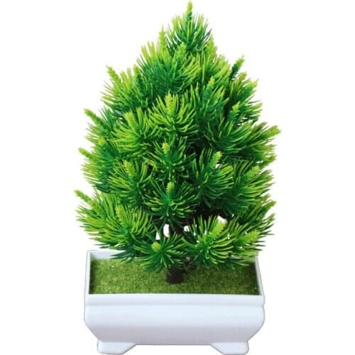 Home Decor 1Set Christmas Pine Bonsai Simulation Decorative flowers and Wreaths Artificial Flowers Fake Green Pot Plants