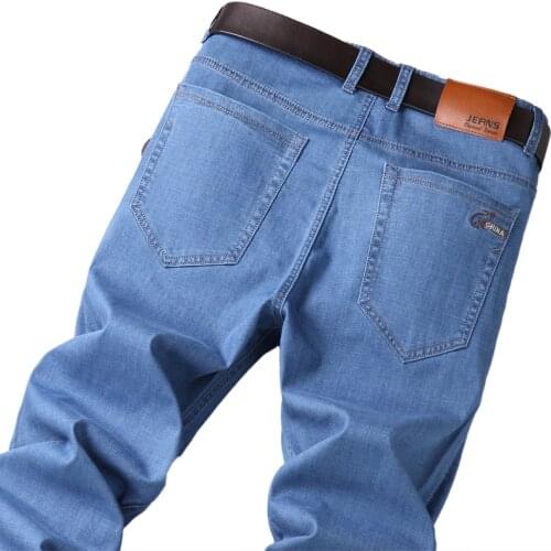 Classic Style MenS Trendy Jeans Four Seasons New Business Casual Loose Straight Thin Denim Trousers Male Stretch Brand Pants