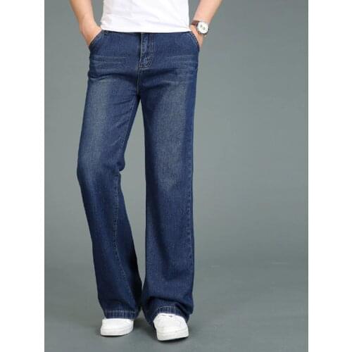 Jeans men 2020 Summer New Thin Section Large size Micro Bell pants Mens Dark Blue Classic Straight jeans Biker jeans