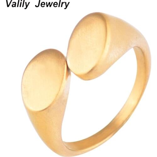 EdgLifU Women Rings Simple Oval Matte Round Ring Stainless Steel Fashion Finger Band Ring For Female Wedding party Gift