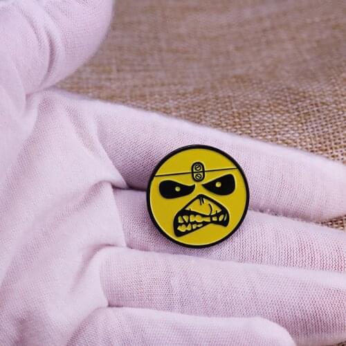 Nuclear radiation enamel pin Warning slogans yellow round brooch badge