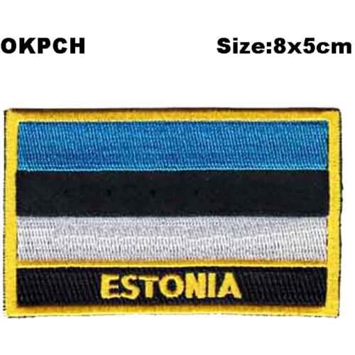 Estonia Square Shape Iron-on Flag Patch Embroidered Saw on Badges Patches PT-0013-R