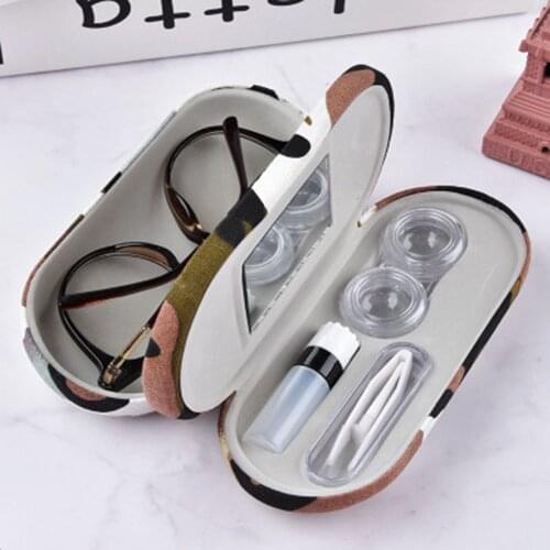 Creative Dual Use Glasses Case Handmade 2 In 1 Double Layer Box Multi-purpose Portable Contact Lens Boxes