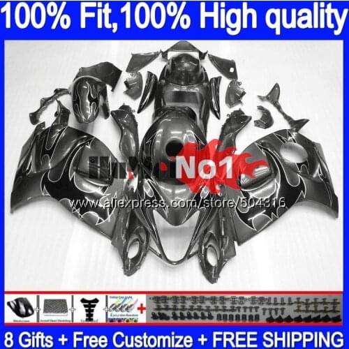 Injection For SUZUKI Hayabusa GSXR 1300 GSXR-1300 29MC.106 GSXR1300 2008 2009 2010 2011 2012 08 09 10 11 12 Fairing Grey flames