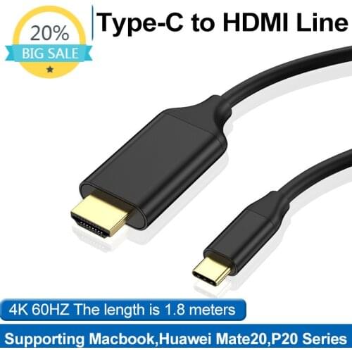 Type-c to HDMI 4K Adapter Cable 1.8 M Mobile Phone Cast LCD Cable Notebook Converter for Apple