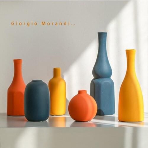 Nordic Ins Ceramic Vase Home Ornaments Creative Colorful Ceramic Dried Flower Pot Vases Home Decorations Crafts wedding Gifts