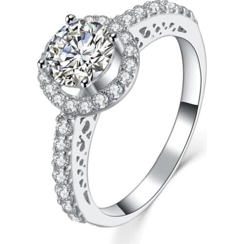 1CTW 6.5MM G-H Round Cut Moissanite Wedding Ring Solid 925 Sterling Silver Ring White Gold Color Wedding Jewelry