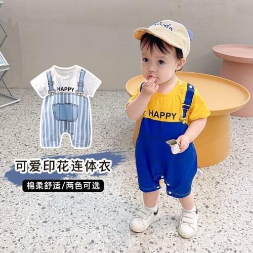 2021 Summer Rompers Cartoon Print Suspender Trousers Lovely Overalls Style One-pieces Jumsuit For Babies Boys Girls 0-20m Infant