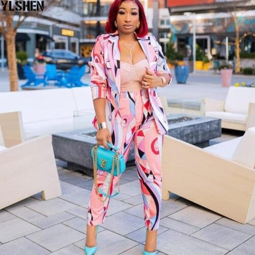 2 Two Piece Set Outfits Fall African Clothes for Women TrackSuits Jogging Vetement Femme 2021 Dashiki Print Tops + Pants Sets
