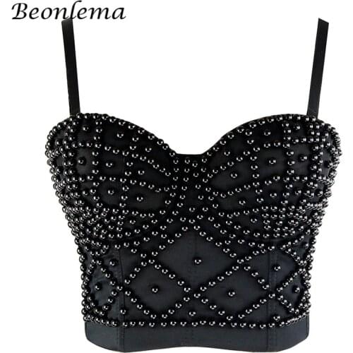 Corset Sexy Gothic Women Push Up Bra Beading Bustiers Crop Top Corsage Sexy Lingerie Bras Bodice Corpete Female Top Corselet