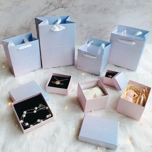 Square Paper Boxes Bags Packing Bracelets Earring Necklace Jewelry For Birthday Party Gifts Boxes Paper Birthday With Handle
