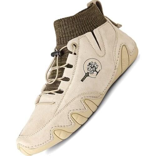 2021 Men Winter Boots Fashion Leather Boots Men Autumn Winter Snow Casual Shoes Men Outdoor Light Ankle Antislip