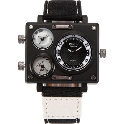 Large Dial Casual Mens Watch Overbearing Multi-time Zone Square Quartz Mens Watch