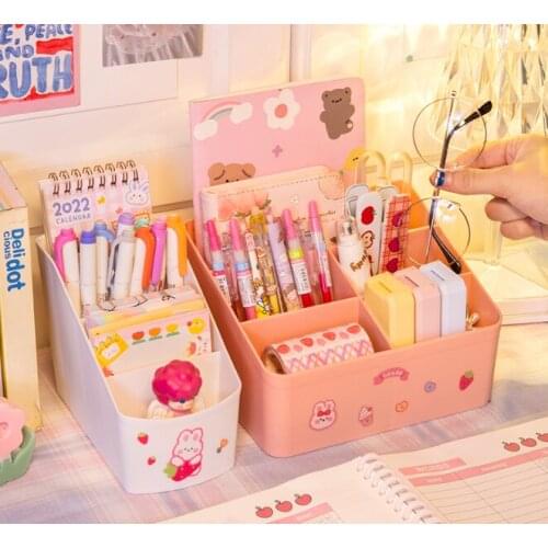 Simple girl student desk pen container dormitory stationery cosmetics finishing shelve desktop storage box J05