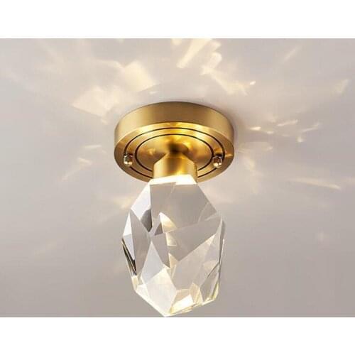 Luxury K9 Crystal ceiling light Postmodern bedroom aisle Corridor balcony light fixture restaurant cafe golden led ceiling lamp