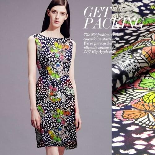 PRINT SILK ORGANZA SATIN FABRIC 135cm width 14momme Natural Silk Fabric Promotion Big Sale Floral Printing Black Color