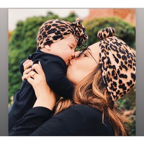 Newborn Kids Baby Girl and monTurban hat Flower Head Wrap Leopard India Hat Cotton Cap