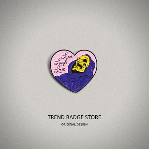 Love Skeleton Witch brooch Live Laugh Love brooch pins metal for backpack