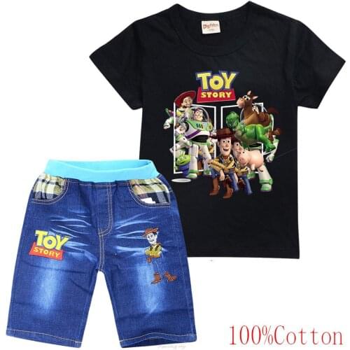Disney Beach Toy Story 4 Boys Sports Clothes Suit Children Fashion Leisure Letters Sleeveless Baby Vest + T-shirt 2pcs Sets kids