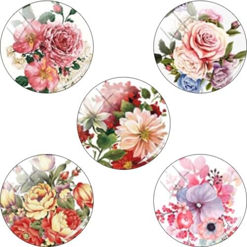 TAFREE s Dropshipping Flowers Rose Handmade Pattern Glass 12/15/16/20/25mm Cabochons Pattern Jewelry Finding Supplies AL385