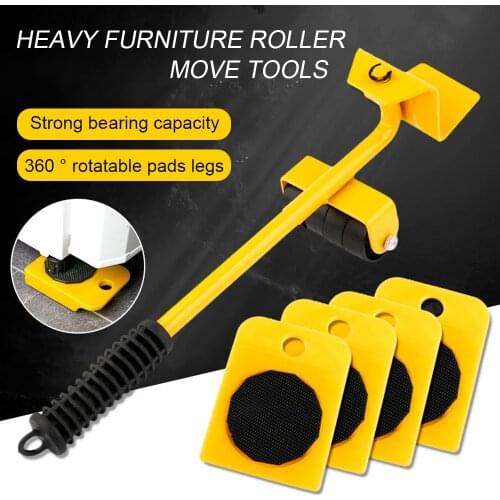Easy Furniture Lifter Mover Tool Set Heavy Stuffs Moving Hand Tools Set Wheel Bar Mover Device Furniture Transport Tool